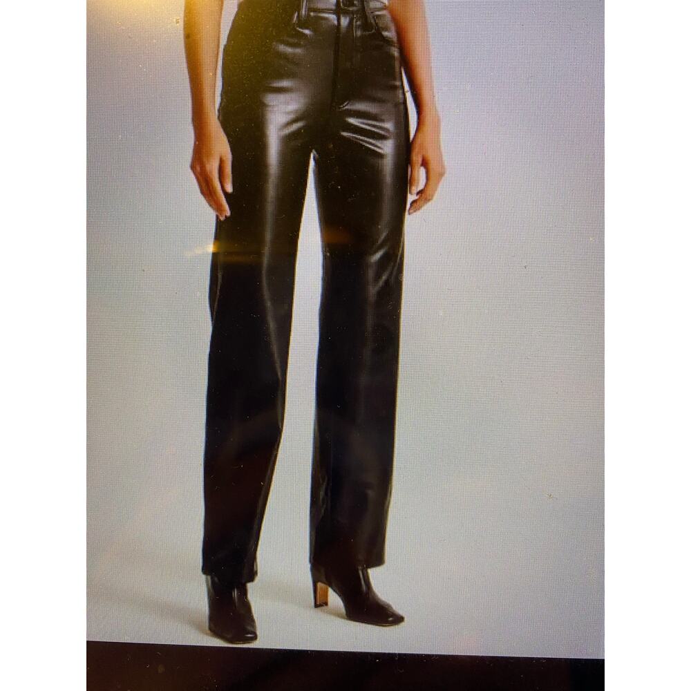 Abercrombie 90s Relaxed Jean High Rise Vegan Leather Pants 12